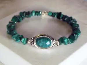CYNTHIA LYNN "EVERGREEN" STERLING SILVER CREATED MALACHITE BEADED BRACELET - Picture 1 of 1