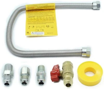 MENSI 22 Stainless Steel Flexible Natural and Propane Gas Line 1/2 Flare Thread Br