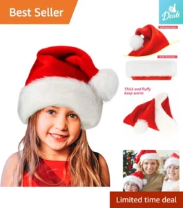 Festive Plush Velvet Kids' Santa Hat - Soft - Christmas Party Costume - Picture 1 of 8