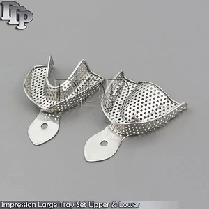 2 Pcs Impression Large Tray Set Upper & Lower Dental Perforated New Instruments - Picture 1 of 3