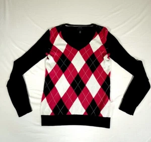 Tommy Hilfiger Sweater Adult XS Black Pink Long Sleeve Pullover Womens - Picture 1 of 11