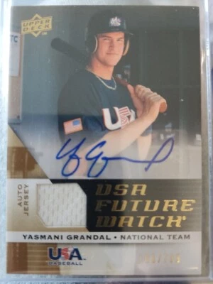 2009 upper deck yasmani grandal usa future watch auto/jersey 106/799 nm/mt - Image 1 of 4