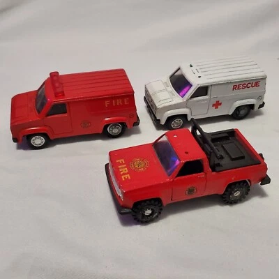 Vintage Fire And Rescue Emergency Vehicles  Diecast Van and Pick Up Lot of 3 - Image 1 of 4