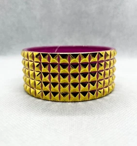 Plastic Gold Pyramid Spiked Color Bracelet - Picture 1 of 12