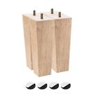 Furniture Legs, 7 Inch(180mm) Set of 4 Square Solid Wood Couch Legs