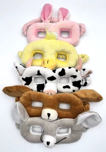 ¡NUEVO SIN ETIQUETAS! Lote de 5 máscaras de peluche de animales vaca perro conejo ratón pato NUNCA USADAS - Imagen 1 de 13