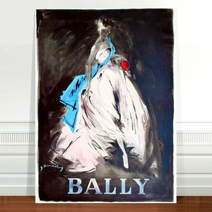 Stunning Vintage Bally Fashion Poster Art ~ CANVAS PRINT 32x24" White Dress - Picture 1 of 1