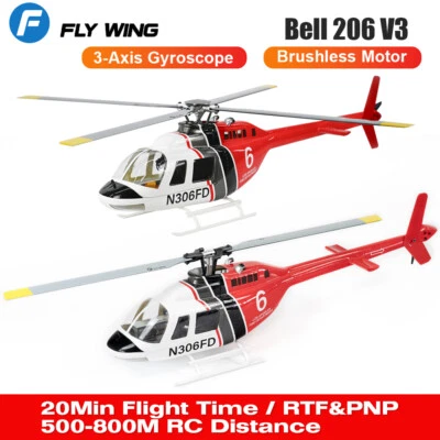 Fly Wing Bell 206 V3 6CH 3D GPS Auto Return Hovering 4 Blades RC RTF Helicopter - Image 1 of 4