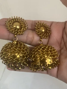 Ethnische indische Bollywood vergoldete Jhumka Jhumki Ohrringe Brautschmuck - Bild 1 von 8