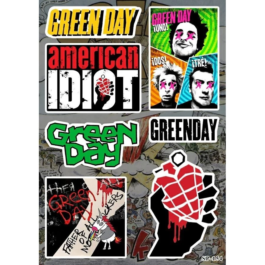 Green Day Sticker Pack | Grenade American Punk Rock Pop Skate Punk Band Logo