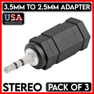 3PCS 2.5mm Female Jack to 3.5mm Male Plug Stereo Audio Headphone Adapter - Picture 1 of 3