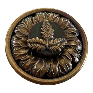 Gorgeous Antique Victorian Brass Picture Button Detailed Fern Design 1-3/4" - Picture 1 of 3