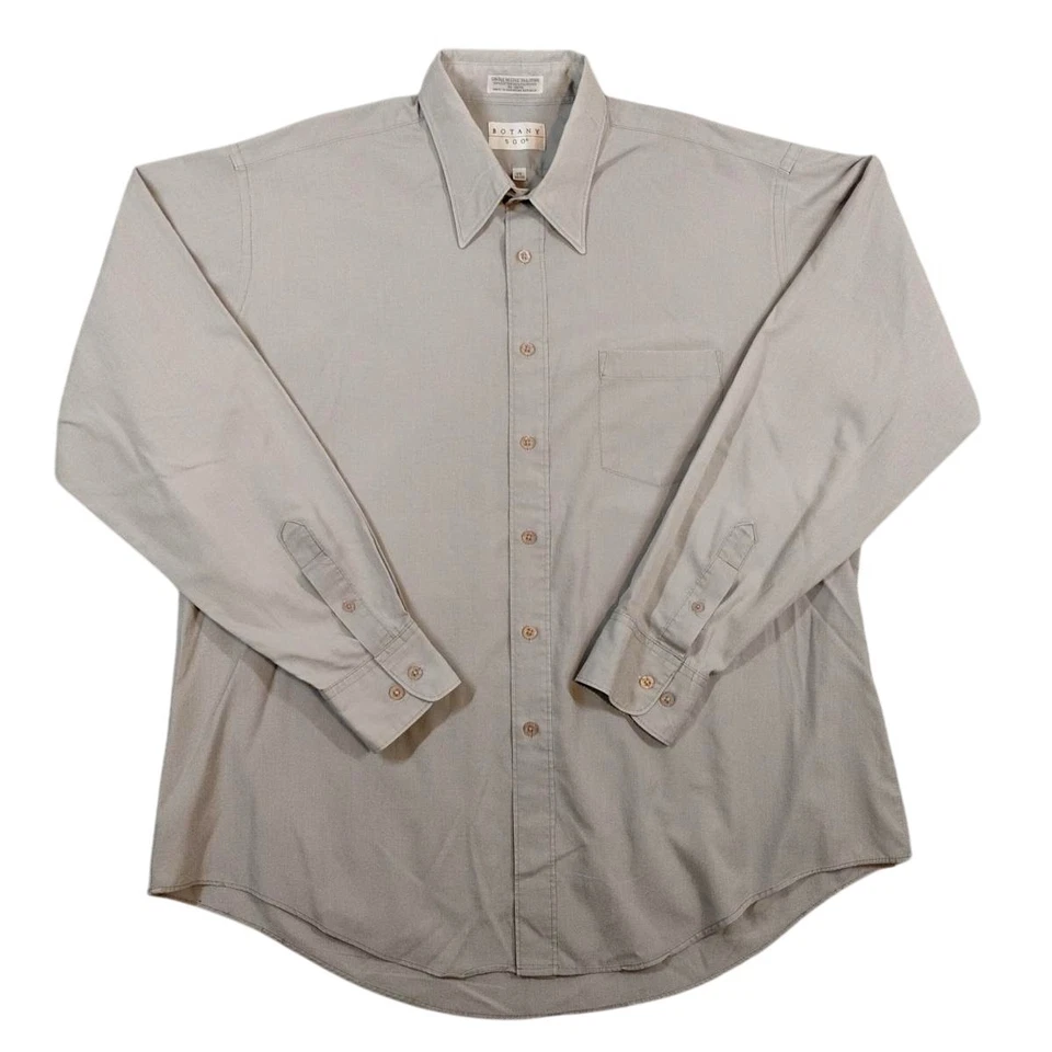 Рубашка мужская Botany 500 17 34/35 серая с длинным рукавом платье на пуговицах передний карман - Изображение 1 из 4