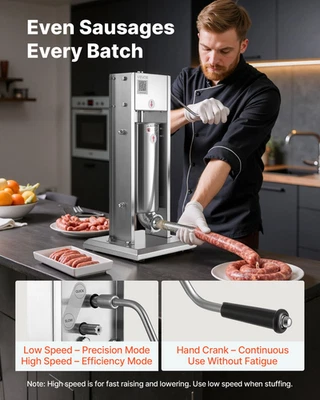 Tampón de salchichas manual VEVOR 11 LB / 5 L con 5 tubos para comercio y hogar Foto 1 de 4