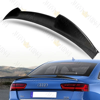 FIT 2012-2018 AUDI A6 S6 C7 C7.5 SEDAN CARBON FIBER REAR TRUNK LID SPOILER WING - Image 1 of 4