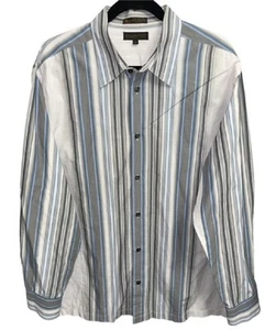 Metropolitan Lord & Taylor Shirt XL 17-17.5 (34-35) Essentials Gray Blue Striped - Picture 1 of 1