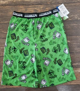 Minecraft Green Printed Pajama Bottom Shorts Flame Resistant NWT Size L (10/12) - Picture 1 of 5