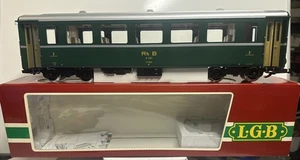 LGB G Scale RhB 2nd Class Green Lighted Passenger Car #3167 - Picture 1 of 14