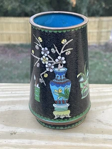 Jarrón Cloisonne Japonés 5" de Alto con Diseño de Flores y Jarrones Vintage - Imagen 1 de 14