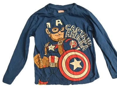Marvel Boys 5T Captain America Long Sleeve Blue Shirt - Image 1 of 3