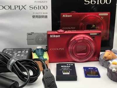 Nikon COOLPIX S6100 16.0MP Digital Camera 7x Zoom Japan English ok   Red #i1171 - Image 1 of 4