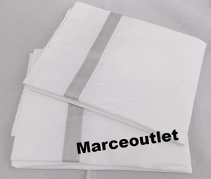 Matouk Lowell 600 Fadenzahl Baumwolle STANDARD Kissenbezüge Weiß / Silber - Bild 1 von 3