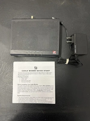 ZOOM CABLE MODEM 3.0 Model 5341J-SERIES 1094 W/AC ADAPTER/ETHERNET & COXIAL CABL - Image 1 of 2