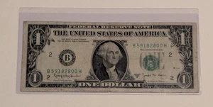 US One Dollar, 1963 B, $1 Barr Note, Federal Reserve Note, Green Seal - Picture 1 of 2