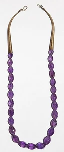 Collar de cuentas de amatista de barril facetado graduado montado en plata de 24 pulgadas 73 gramos - Imagen 1 de 23