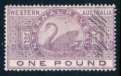1896 Western Australia £1 Swan revenue stamp, BF30B, used VF - Image 1 of 4