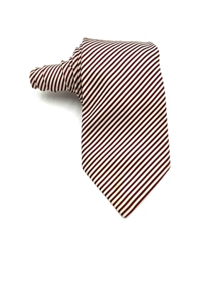 Luciano Barbera 男式红色 Rep 条纹丝绸领带休闲学院风商务 — 第 1/2 张图片