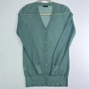Cárdigan suéter tejido con botones verde Ann Taylor para mujer talla pequeña bolsillos largos - Imagen 1 de 5