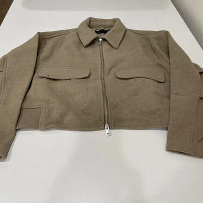 ASOS DESIGN clean formal bomber jacket in oatmeal S - Image 1 of 3