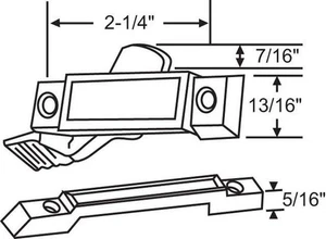 Bloqueo de barrido y guardián, fundición a presión de zinc, blanco, orificios de tornillo de 2-1/4" - Imagen 1 de 1