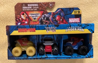 Monster Jam Mini Trucks Marvel Series 2 Iron Man Venom Amazing Spider-Man - Image 1 of 4