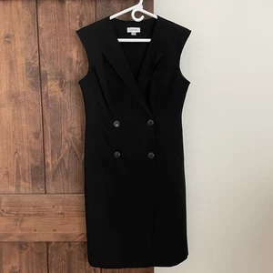 Calvin Klein Damen Zweireiher Blazer Kleid Gr. 6 Ärmellos Schwarz NEU - Bild 1 von 10
