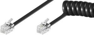 Kabel spiralny do słuchawek telefonicznych RJ10 -> RJ10 CZARNY/CZARNY 2m - Zdjęcie 1 z 1