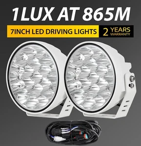 Pair White 7 inch LED Driving Lights Round OffRoad Spot Beam Work Boat Truck 4x4 - Picture 1 of 11