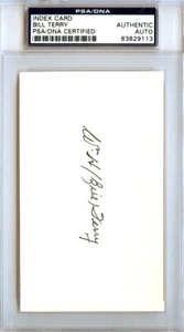 Bill Terry Autographed Signed 3x5 Index Card New York Giants PSA/DNA #83829113 - Picture 1 of 1