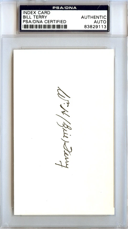 Bill Terry Autographed Signed 3x5 Index Card New York Giants PSA/DNA #83829113 - Image 1 of 1
