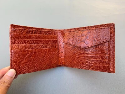    DOUBLE SIDE Genuine Ostrich Leg Leather Skin MEN'S BIFOLD WALLET - Image 1 of 4