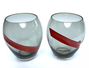 G H Mumm Set of 2 Champagne Smoked Stemless Wine Glasses Red Stripe. Celebrate - Picture 1 of 7
