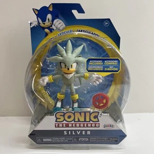 JAKKS Pacific Sonic The Hedgehog Figure Silver 4" with Red Star Ring New - Picture 1 of 3