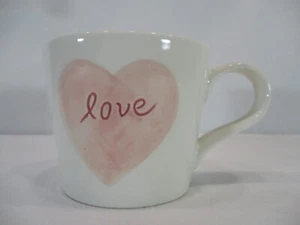 Pottery Barn Watercolor Heart Handcrafted Stoneware Mug Valentine Kitchen - Picture 1 of 9