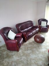 Leather Small Burgundy three piece suite
