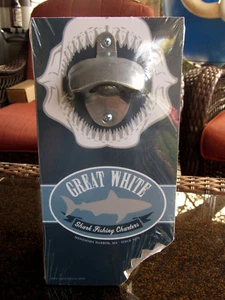 GREAT WHITE SHARK FISHING CHARTERS BOTTLE OPENER / OFF SHORE FISHERMAN - Picture 1 of 1