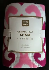 New GEMMA IKAT Quilted Sham POTTERY BARN TEEN Standard Size * Pink White - Picture 1 of 2