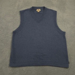 Woolrich Sweater Vest Mens XL Blue Heather Lambswool Cotton Blend Knit Pullover - Picture 1 of 8
