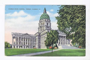 KANSAS,TOPEKA,STATE CAPITOL, AN OLD LINEN POST CARD. - Picture 1 of 2