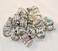 New PCs Lot Spinner Mix Stone 925 Silver Plated spinner Meditation Challa Ring S